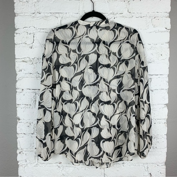 Mint Velvet Olivia Print Zip Front Floral Black White Blouse 8 - Picture 11 of 15